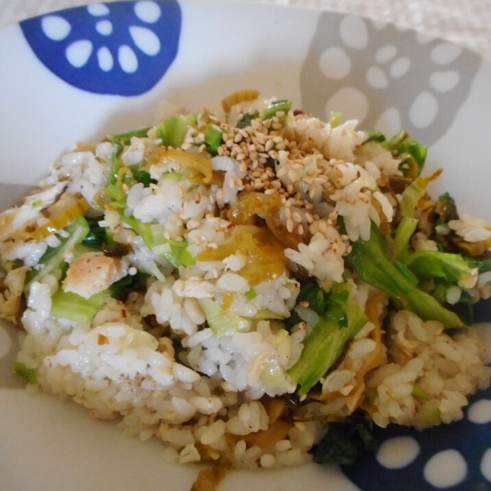 高菜とツナとレタスのチャーハン